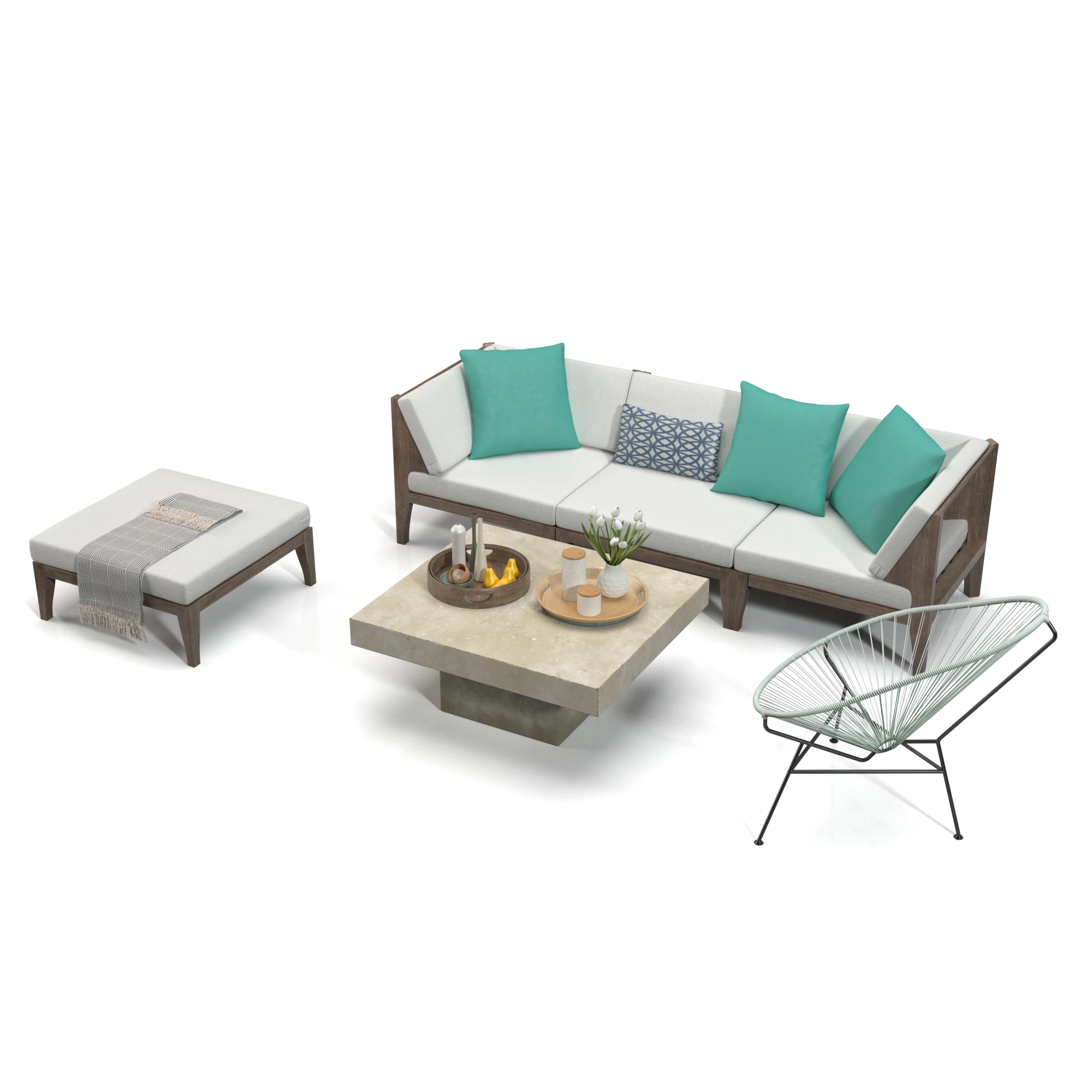 Elba Sectional Sofa Set 3D Model_06